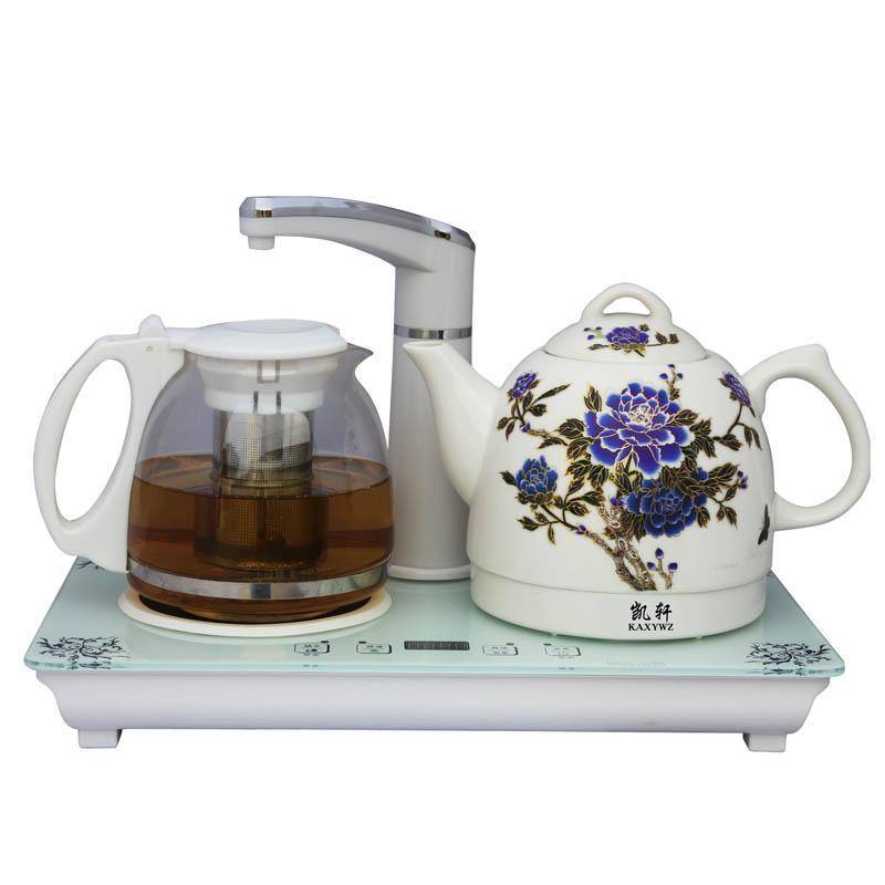 凯轩陶瓷电热水壶套装自动上水电热水壶烧水壶电茶壶加水茶具套装